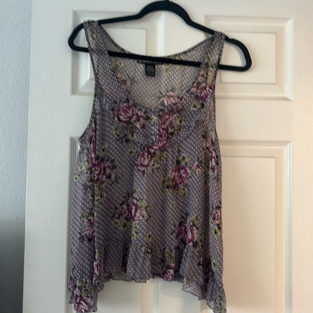Sheer purple floral flowy top